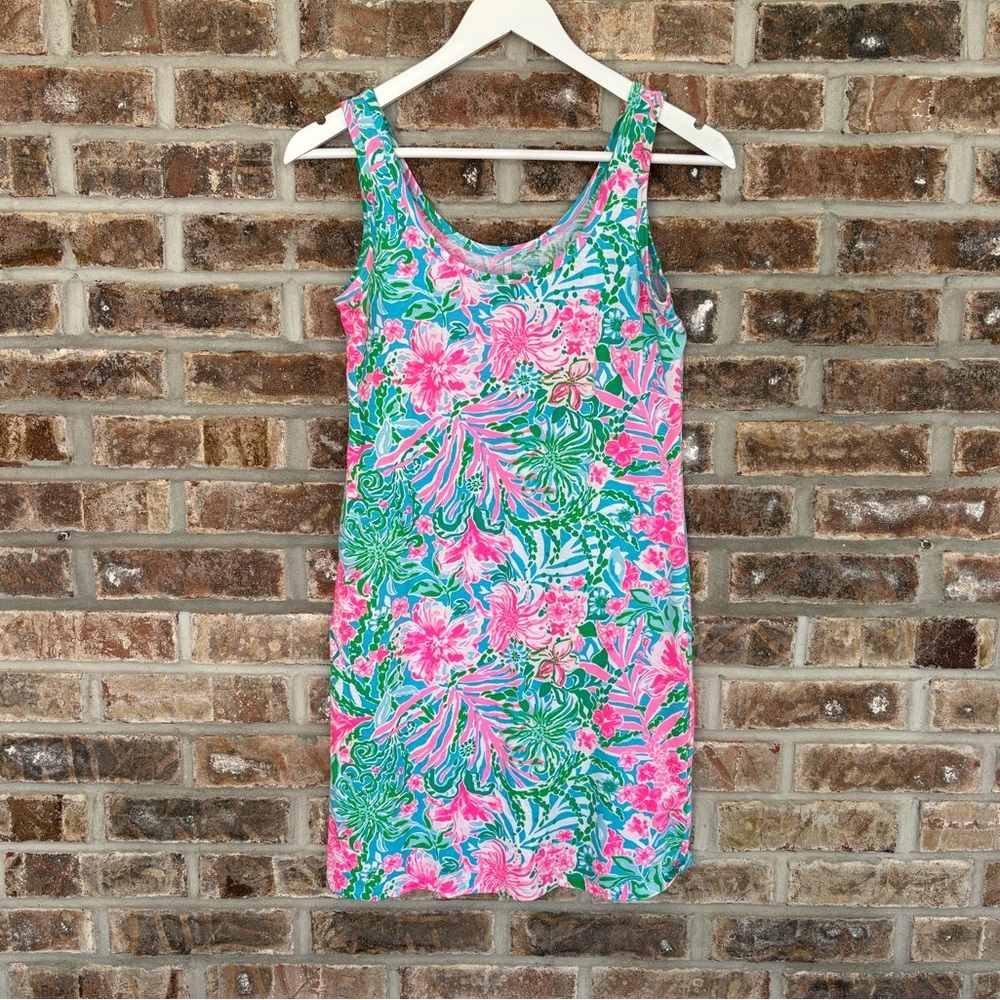 Lilly Pulitzer Newberri Tank Dress Amalfi Blue Leaf It Wild XXS New without Tags - Picture 4 of 9